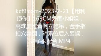 kcf9.com-2023-2-21【用利顶你】168CM外围小姐姐，高难度抱着倒立吃吊，金手指扣穴爽翻，骑乘位后入暴操，妹子很配合.MP4